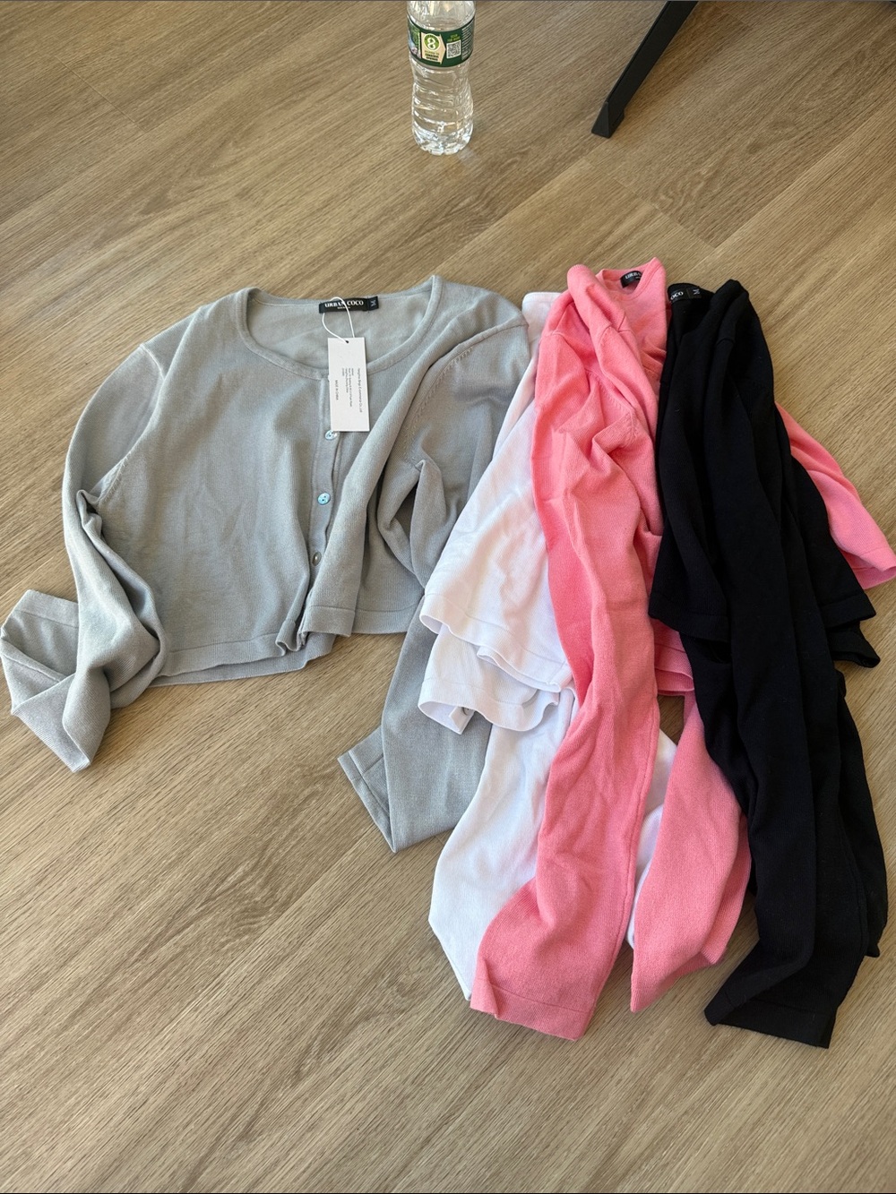 Bundle 4 Cropped Button-Front Cardigan Sweater— Gray, White, Pink, Black